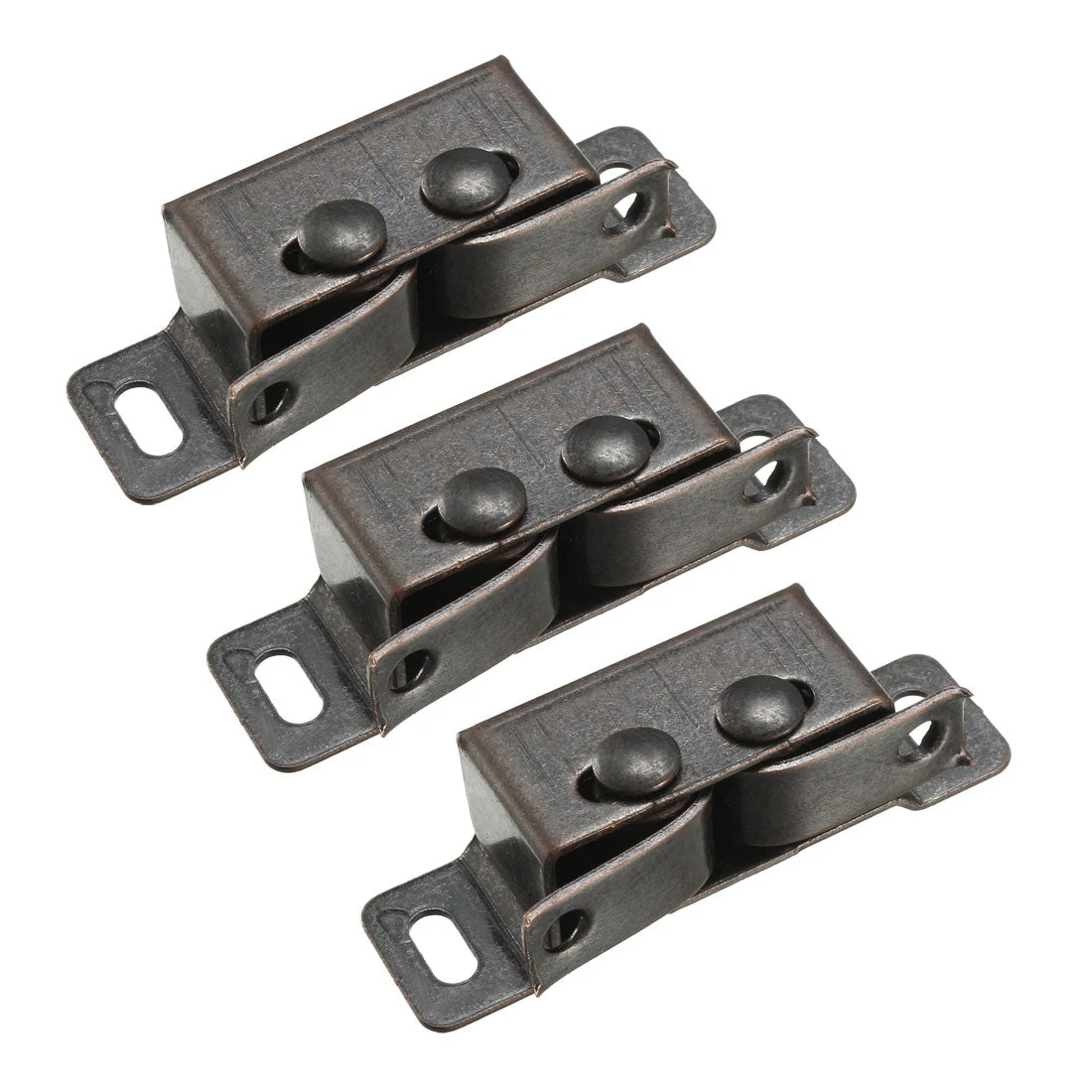 Retro Wardrobe Door Iron Double Ball Roller Catch Latch, Copper Tone 3 Pcs