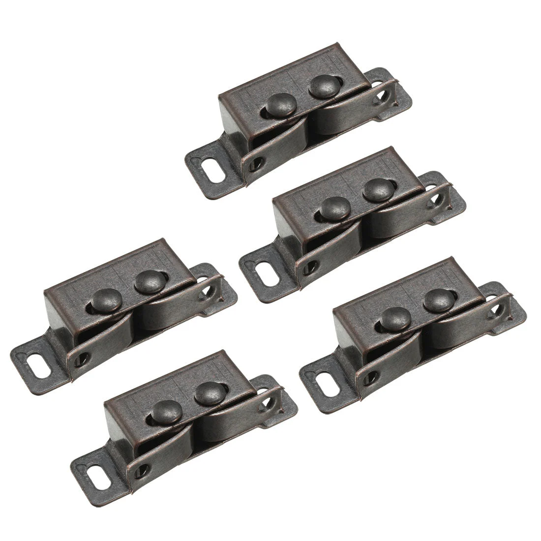 Retro Wardrobe Door Iron Double Ball Roller Catch Latch, Copper Tone 5pcs
