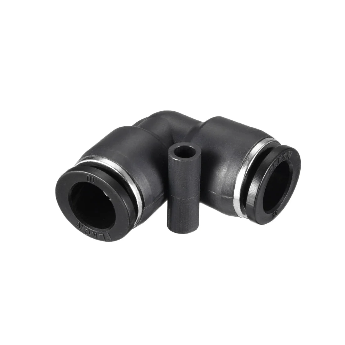 Plastic Elbow Push to Connect Tube Fitting 10mm Tube OD Black 2pcs
