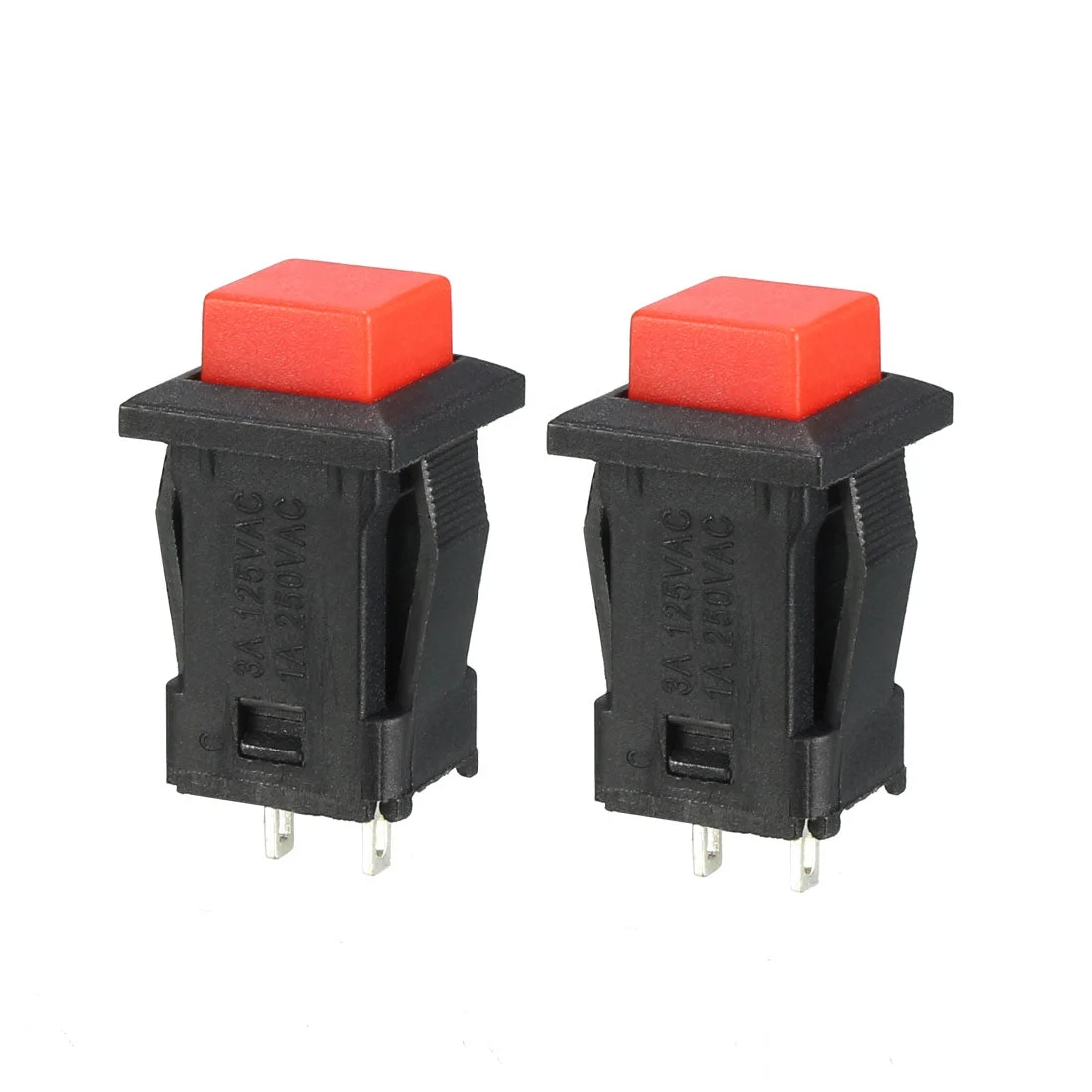 12mm Mounting Hole Red Square Latching Push Button Switch SPST NO 2pcs