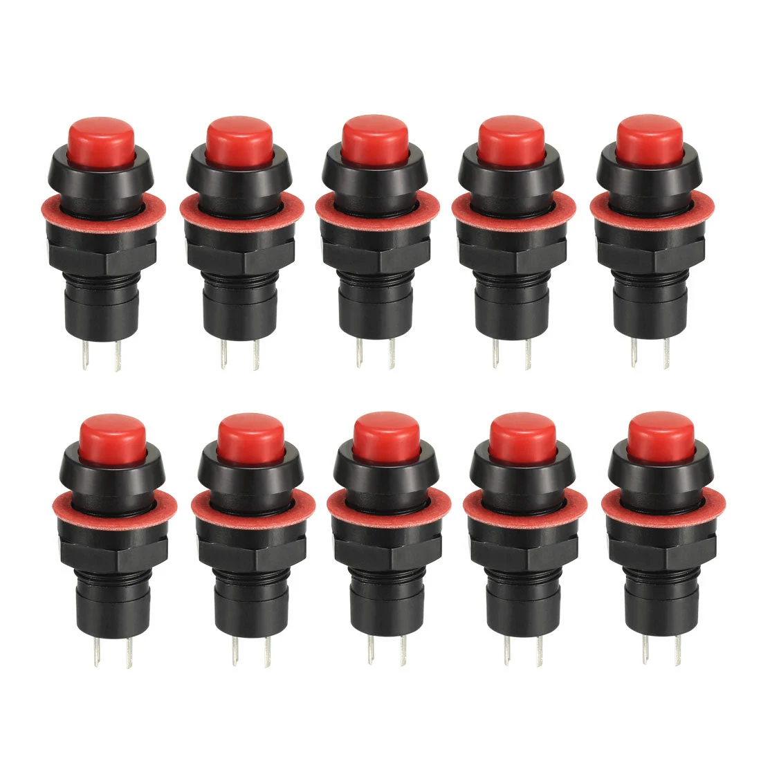 10mm Mounting Hole Red Latching Push Button Switch SPST NO 10pcs