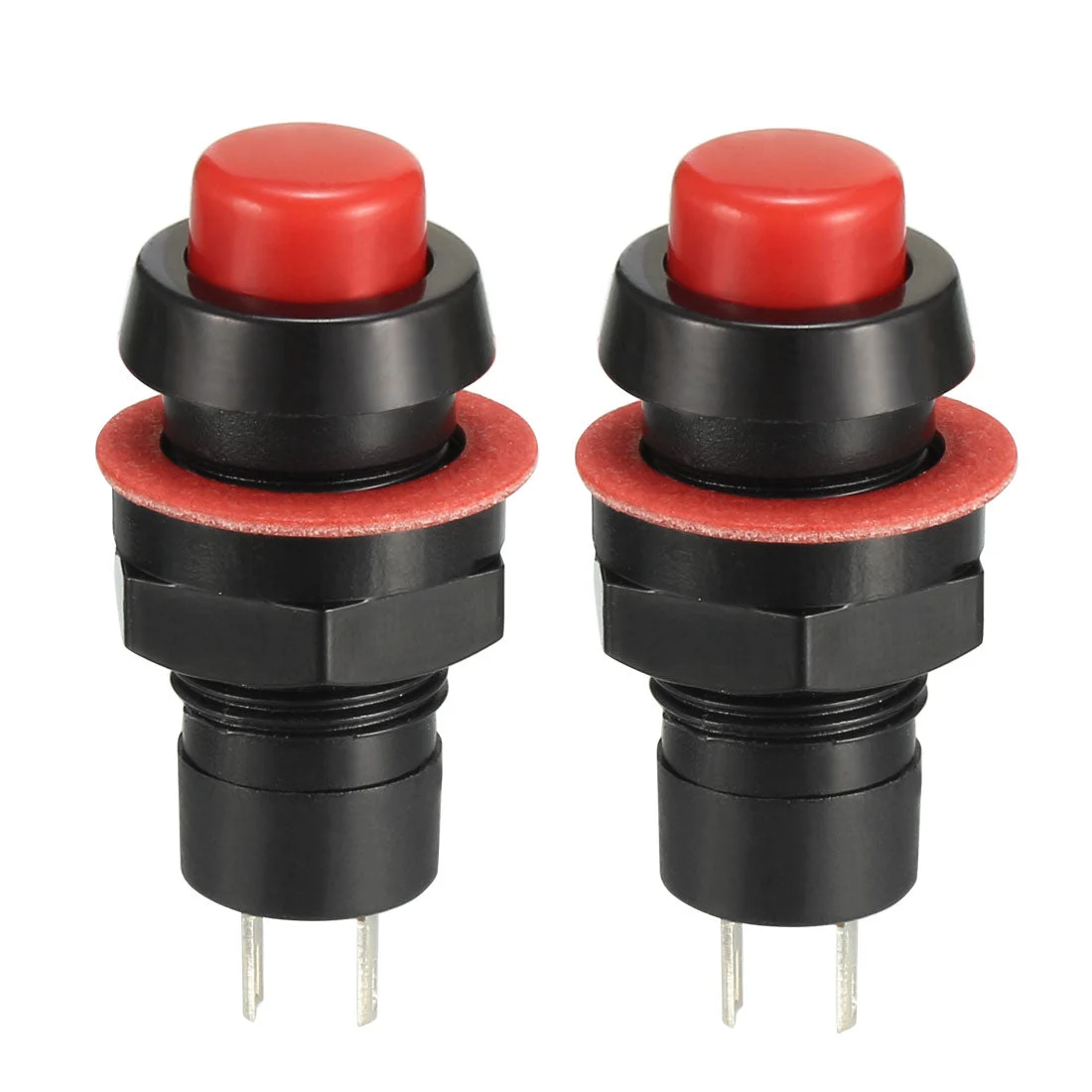 10mm Mounting Hole Red Latching Push Button Switch SPST NO 2pcs