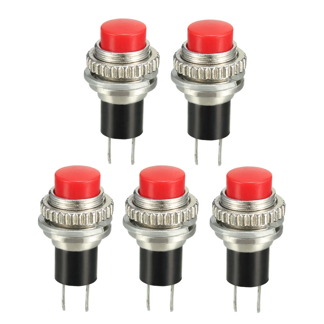 10mm Mounting Hole Red Momentary Push Button Switch SPST NO 5pcs