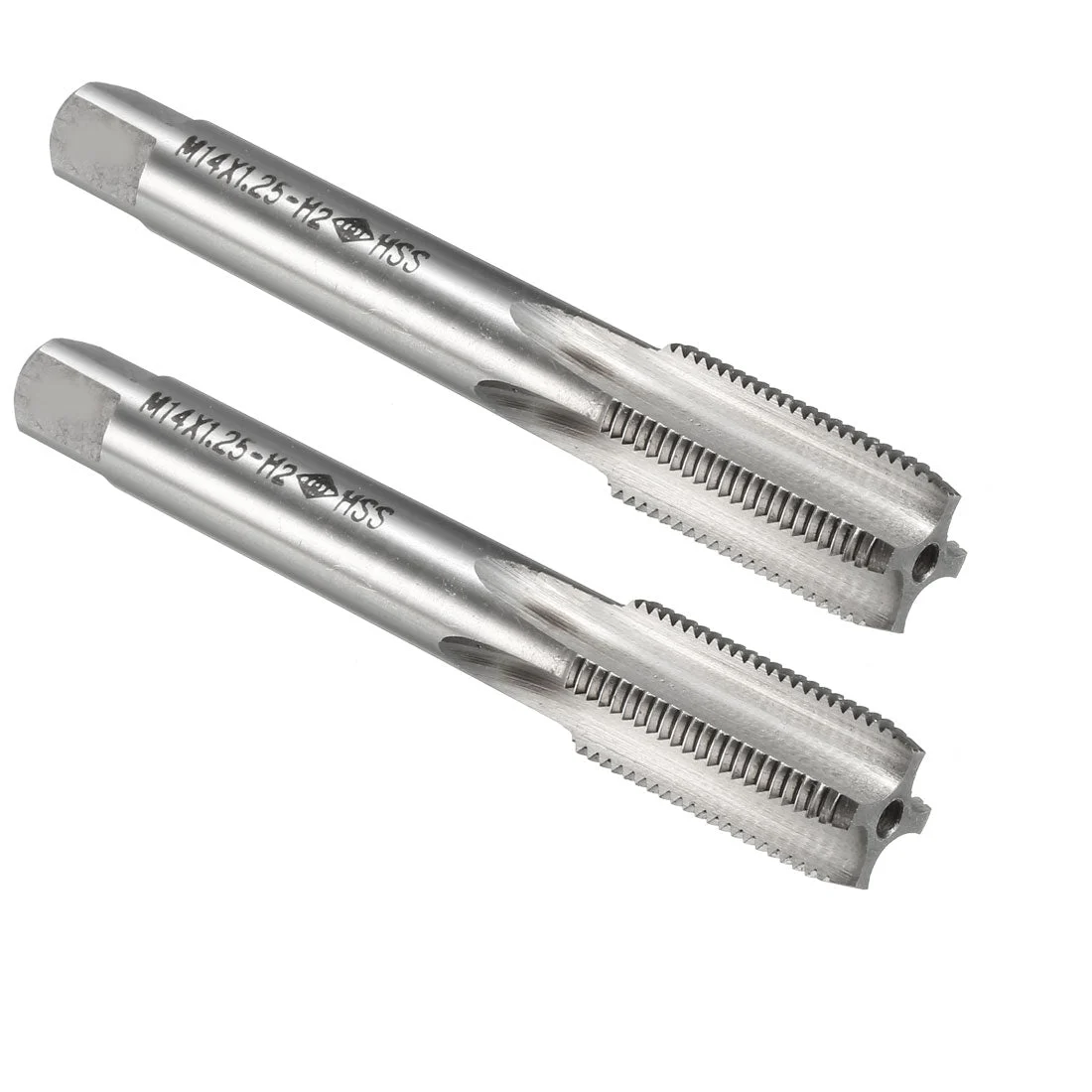 2pcs Metric Taps M14x1.25mm Pitch Thread Plug Tap HSS for Router Electric Drill