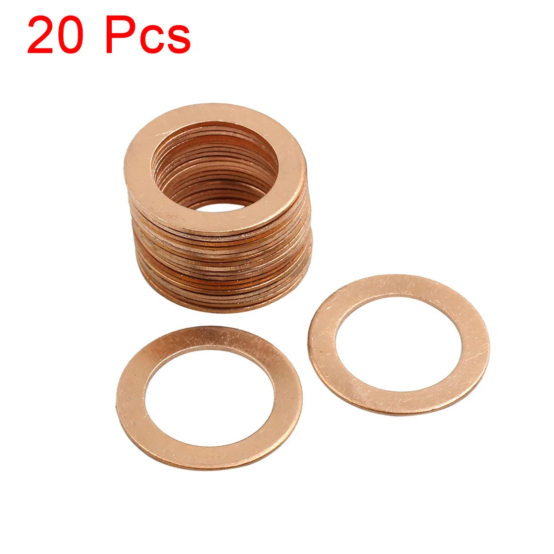 20 Pcs 20mm Inner Diameter Copper Washers Flat Sealing Gasket Rings for Cars