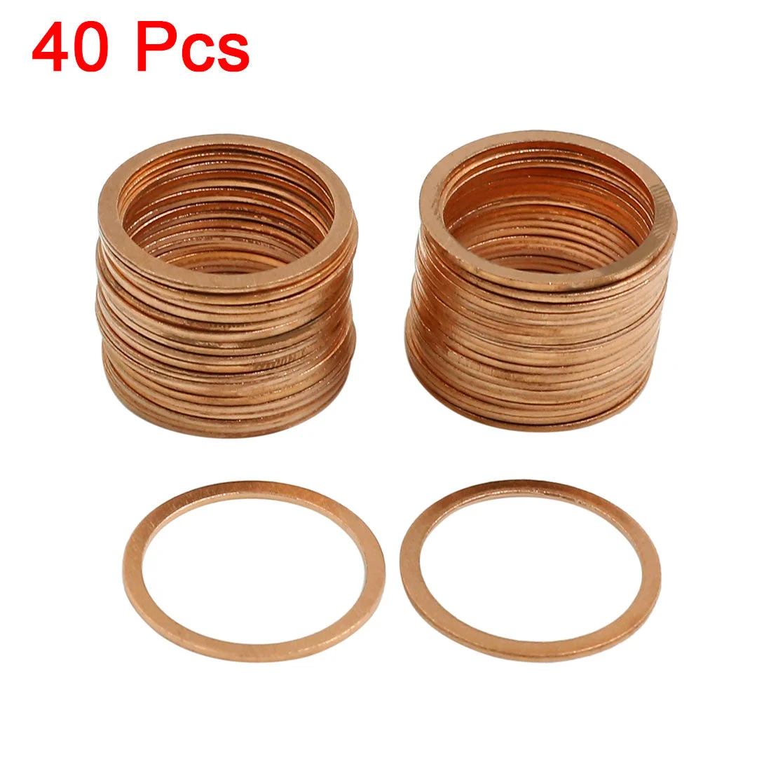 40 Pcs 22mm Inner Diameter Copper Washers Flat Sealing Gasket Rings for Cars