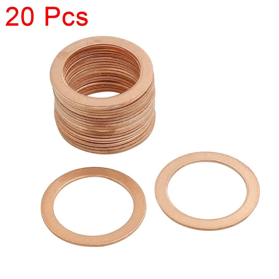 20 Pcs 22mm Inner Diameter Copper Washers Parts Flat Gasket Fitting Rings
