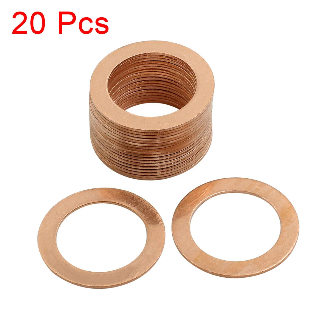 20 Pcs 22mm Inner Dia Copper Washers Flat Sealing Gaskets Ring for Car