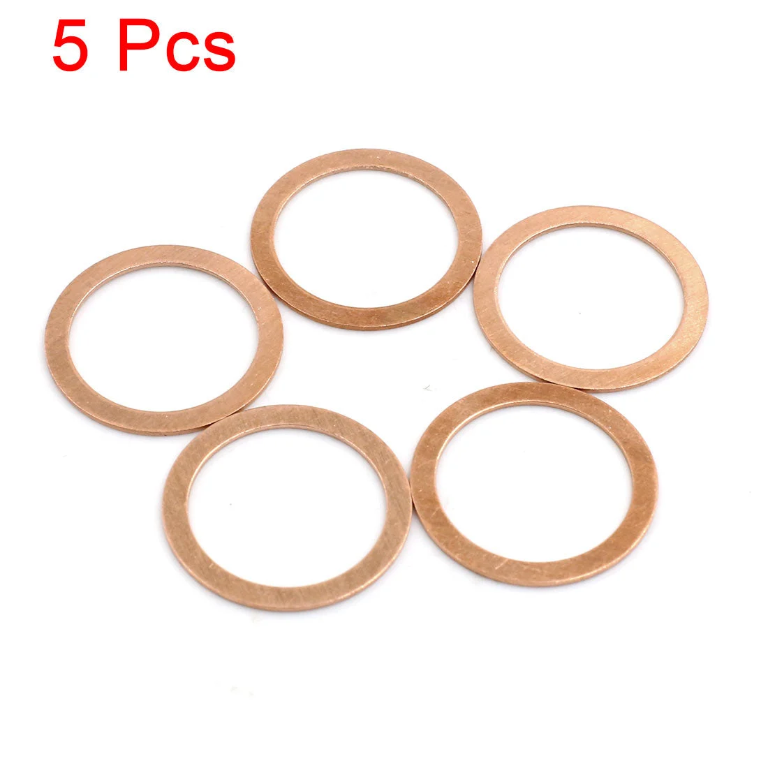 5 Pcs 27mm Inner Diameter Copper Washers Flat Sealing Gasket O-Shape Rings