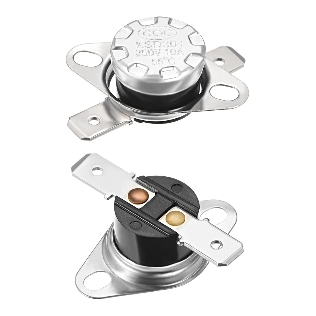 Temperature Control Switch Thermostat 55°C 10A Normally Open 6.3mm Pin 2pcs