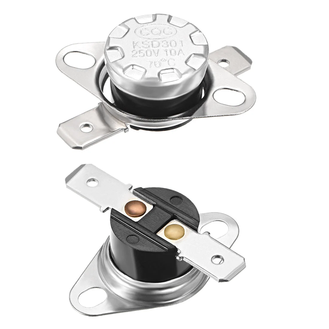 Temperature Control Switch Thermostat 70°C 10A Normally Open 6.3mm Pin 2pcs