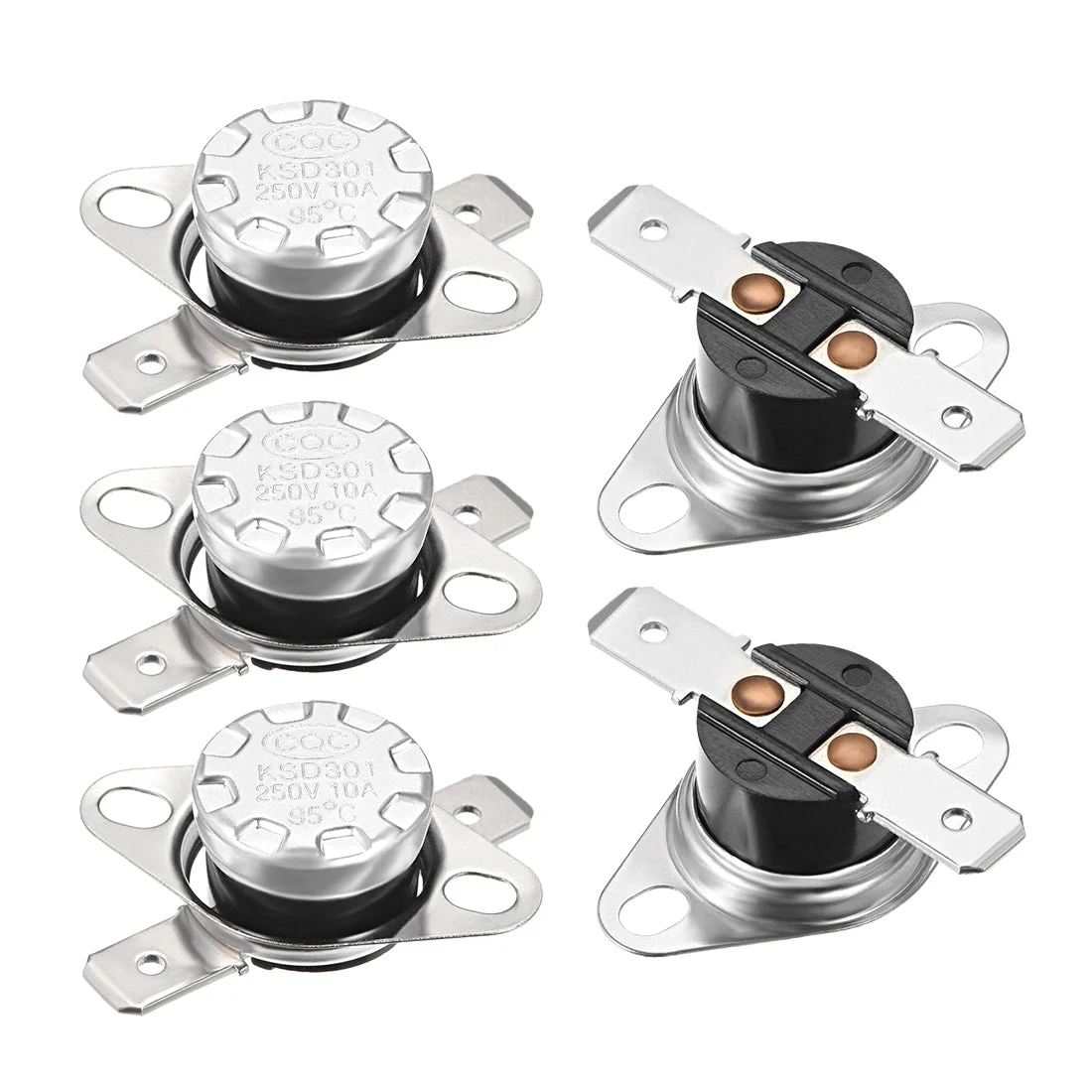 Temperature Control Switch Thermostat 95°C 10A Normally Open 6.3mm Pin 5pcs