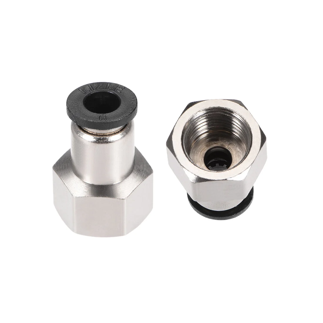 Push to Connect Tube Fitting Adapter 6mm OD x G1/4" Female Silver Tone 4pcs