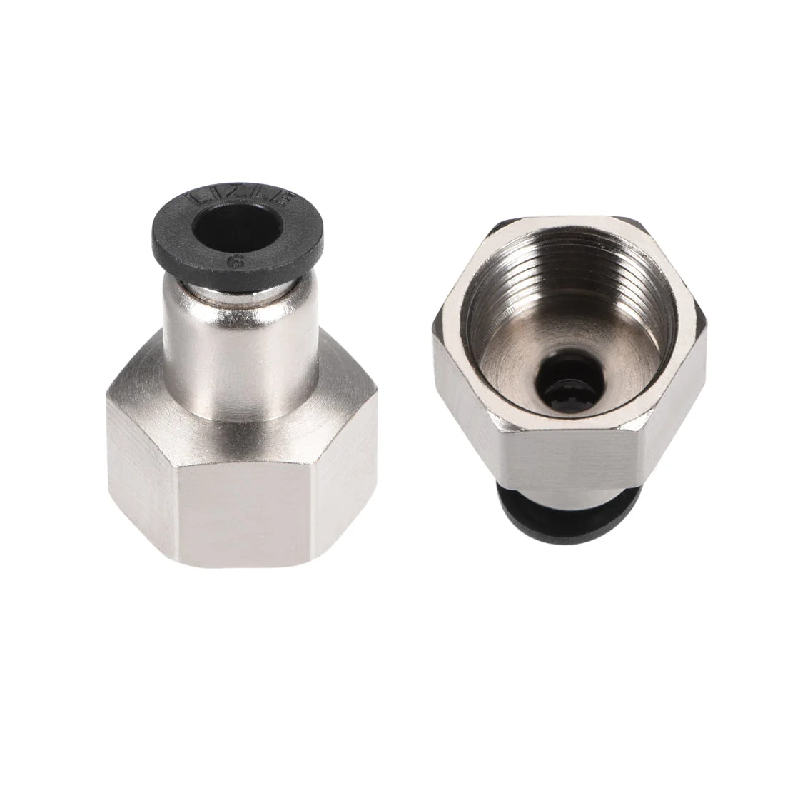 Push to Connect Tube Fitting Adapter 6mm OD x 3/8" PT Female Silver Tone 2pcs