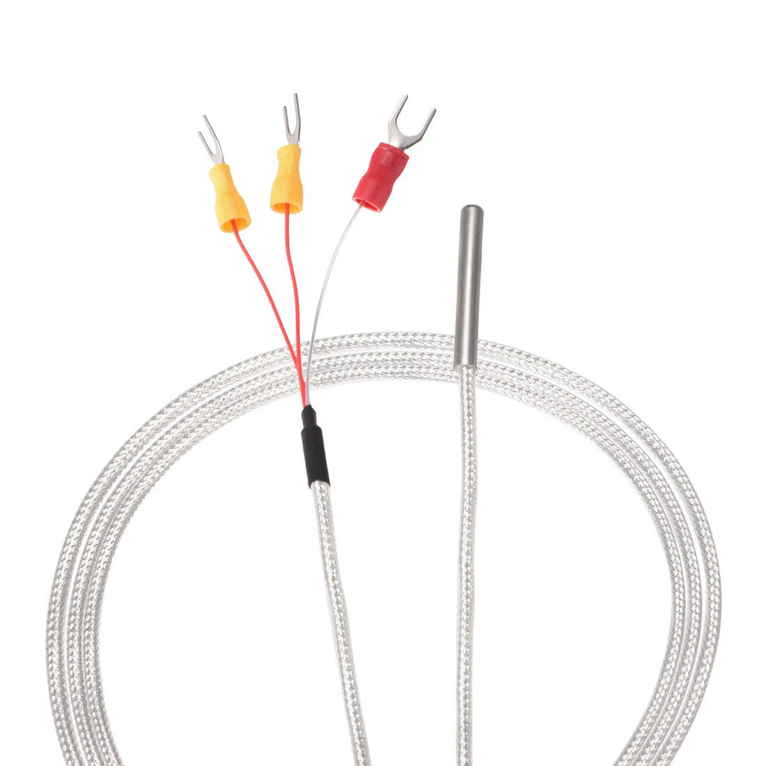PT100 RTD Temperature Sensor Probe Three-wire System Cable Thermocouple Stainless Steel 50cm(1.64ft) (Temperature Rang: -50 to 200°C)