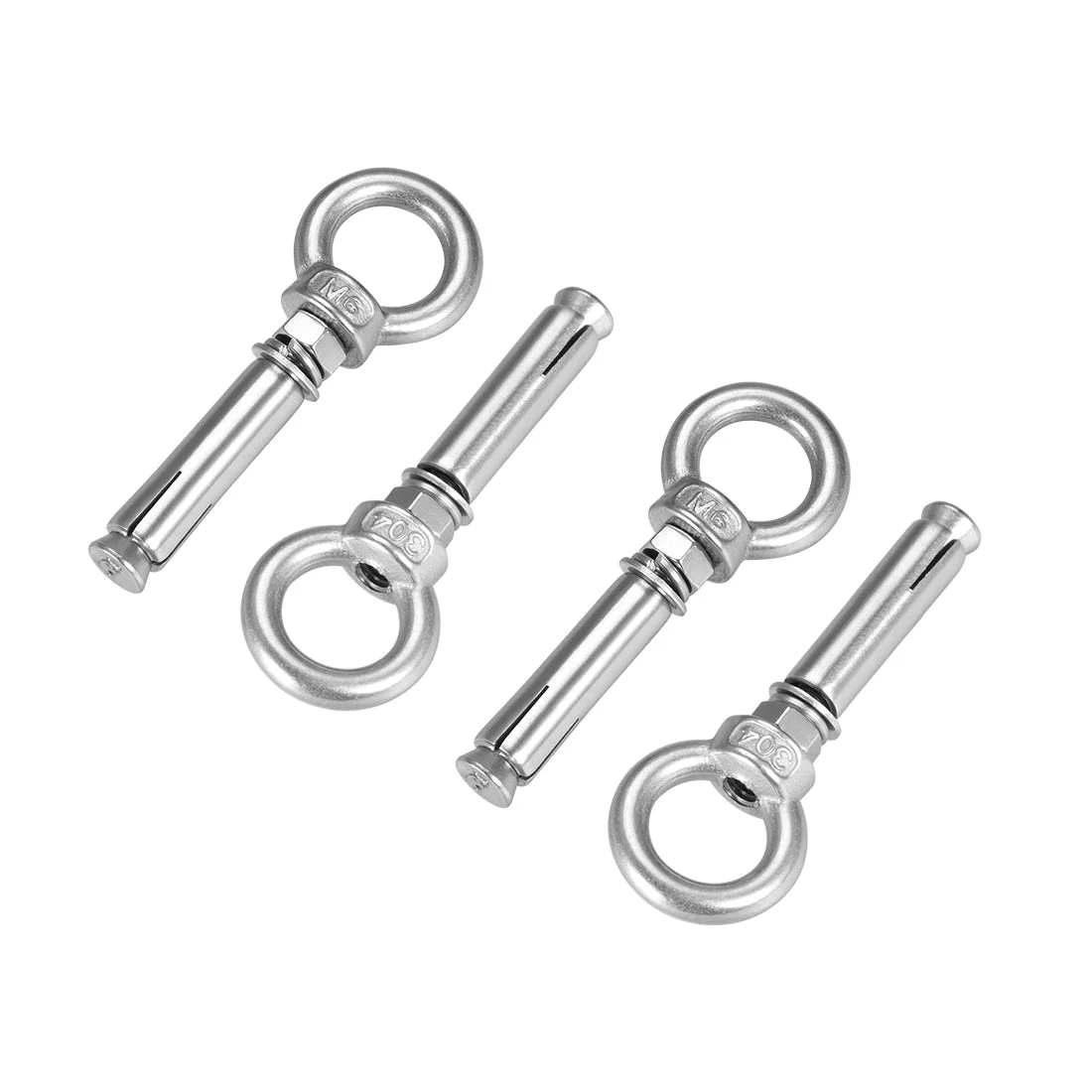 M6 x 50 Expansion Eyebolt Eye Nut Screw with Ring Anchor Raw Bolts 4 Pcs
