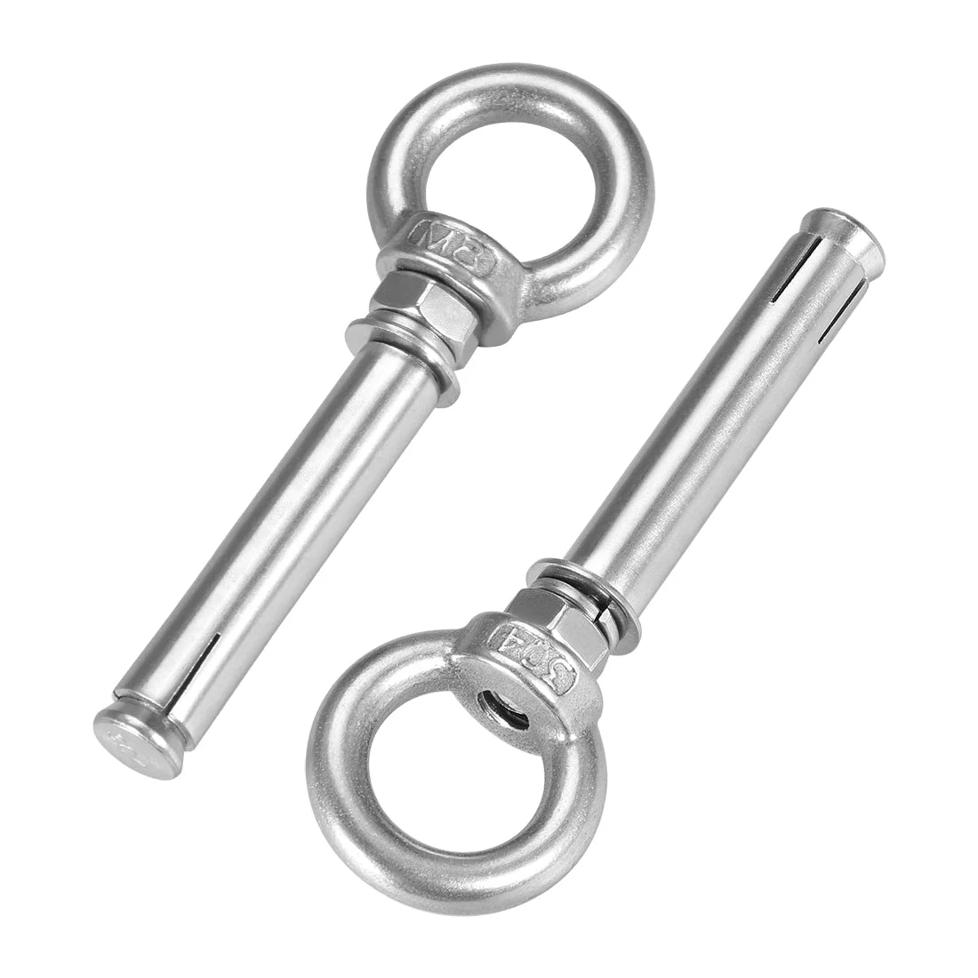 M8 x 80 Expansion Eyebolt Eye Nut Screw with Ring Anchor Raw Bolts 2 Pcs