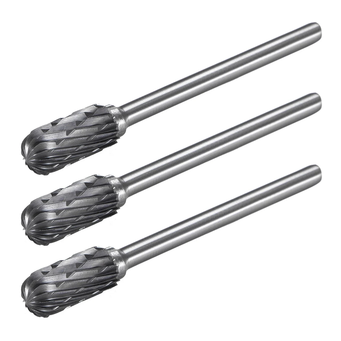 Tungsten Carbide Double Cut Rotary File Radius Cylinder Shape w 1/8" Shank 3pcs