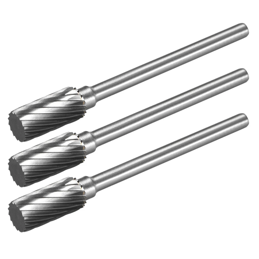 Tungsten Carbide Single Cut Rotary Burrs File Cylinder Shape w 1/8" Shank 3pcs
