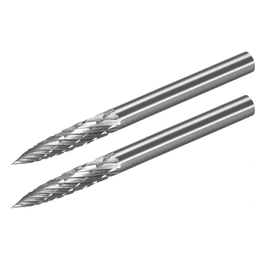 Double Cut Rotary Burrs File Cone Shape 1/8" Shank Diameter 1/8" Head Size 2pcs