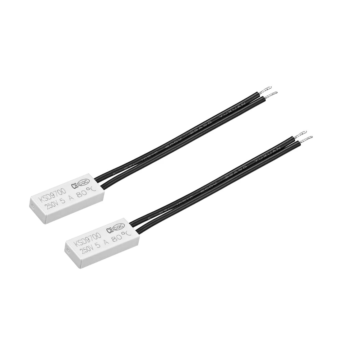 Thermostat 80℃ N.C 5A Plastic Bimetal Temperature Control Switch Controller 2pcs
