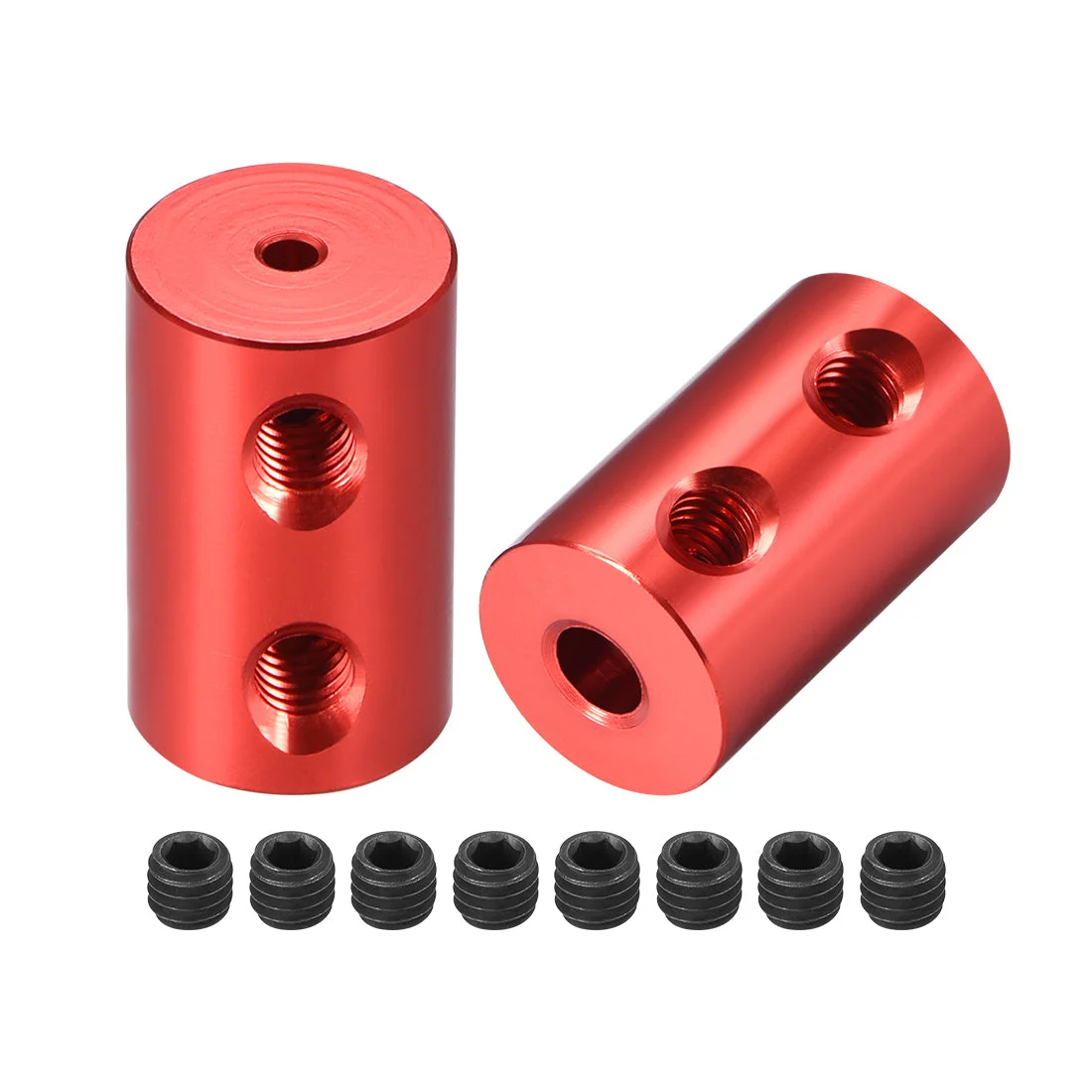 Shaft Coupling 2mm to 4mm Bore L20xD12 Robot Motor Wheel Rigid Coupler Red 2 Pcs