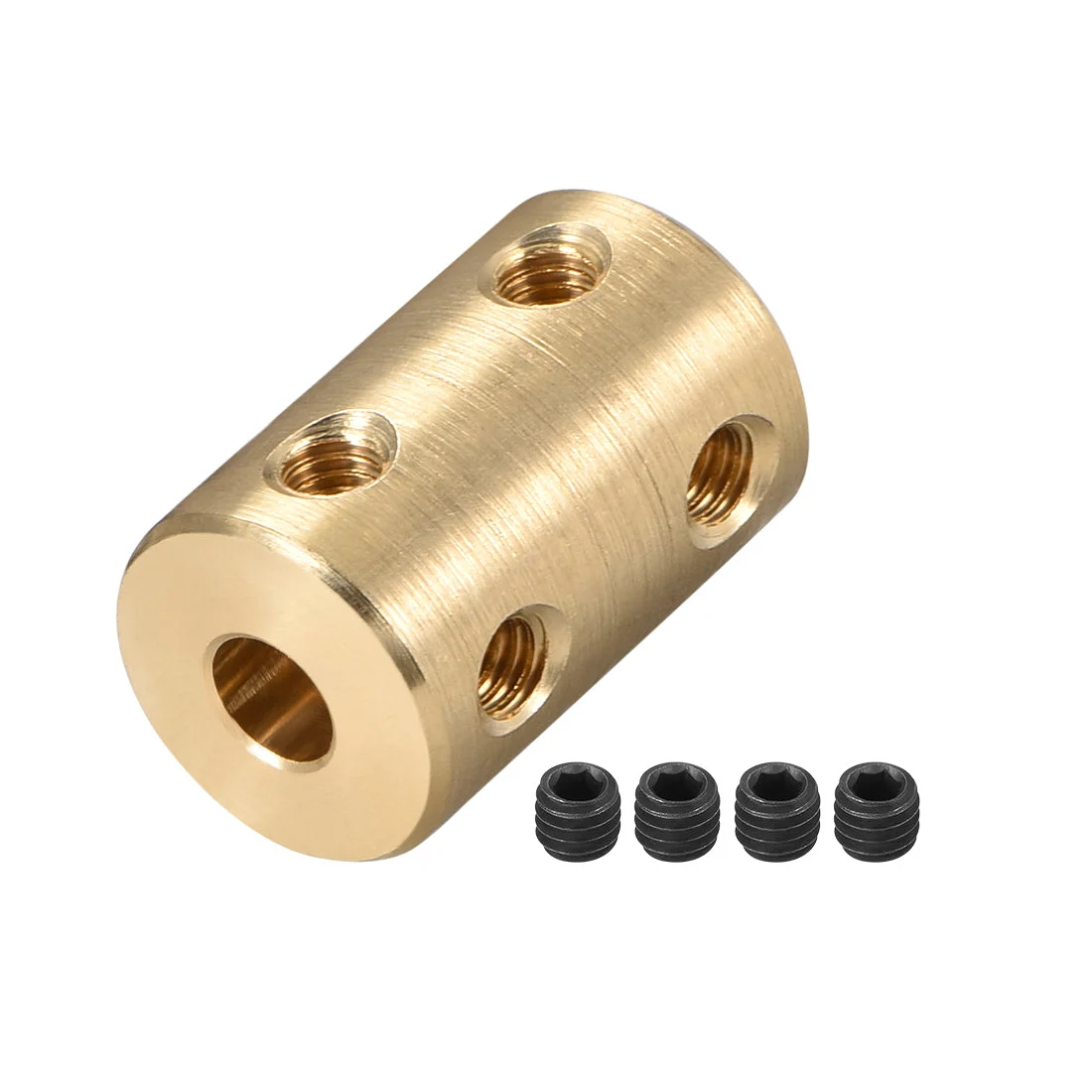 Shaft Coupling 5mm to 5mm Bore L22xD14 Robot Motor Wheel Rigid Coupler Connector Gold Tone