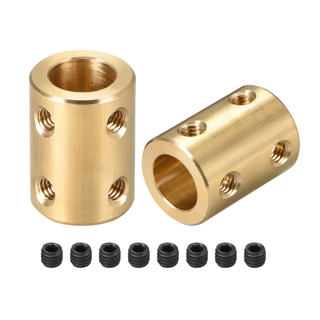 Uxcell Shaft Coupling 8mm to 10mm Bore L22xD16 Robot Motor Wheel Rigid Coupler Connector Gold Tone 2 Pcs