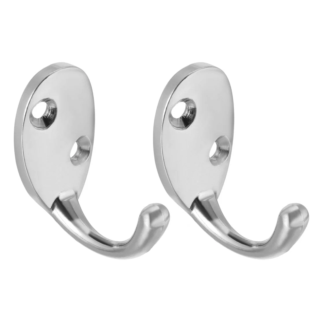Durable Coat Towel Hooks Wall Mounted Utility Silver Hook 38mmx25mmx42mm 2pcs