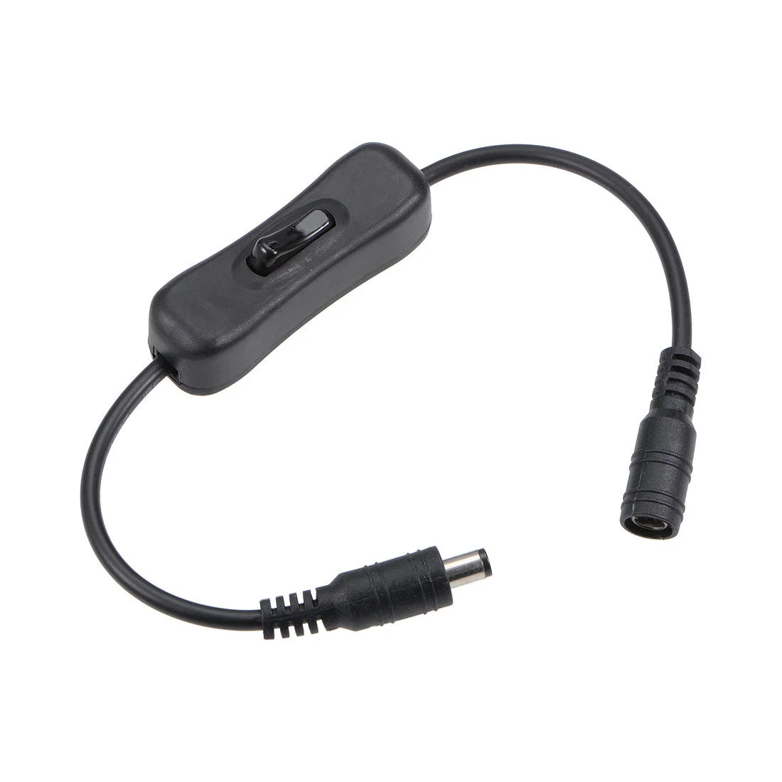 DC 12V Inline Rocker On Off Switch with 5.5 x 2.1mm DC Jack Male to Female Power Cable for LED Strip Light, CCTV Camera, Black