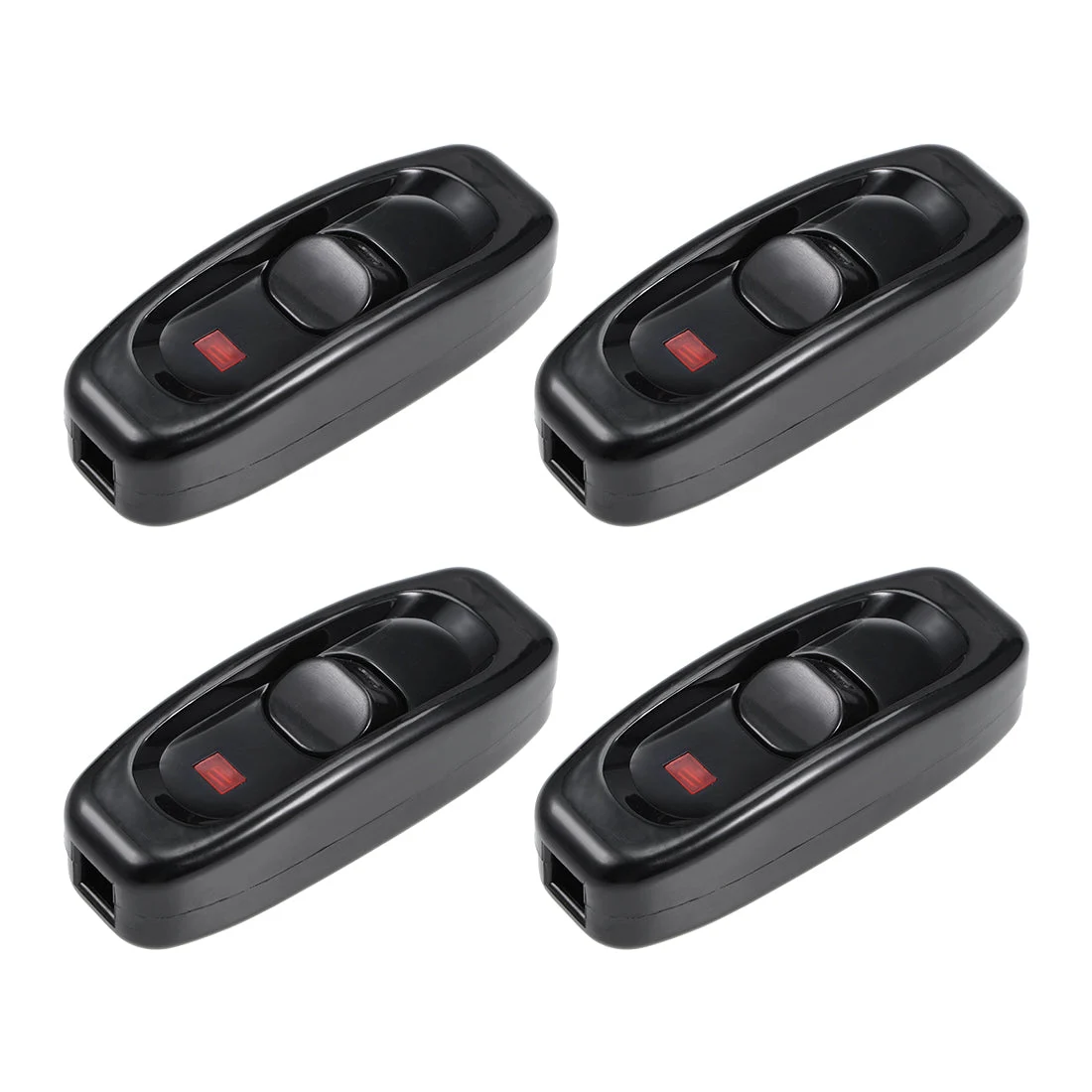Inline Cord Switch On/Off Rocker Switch Table Lamp Desk Light Switch with Indicator Light, Black, 110-250V Light Voltage 4pcs