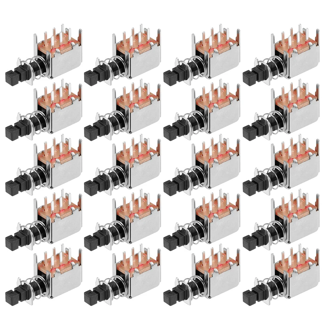 Push Button Switch, DPDT 6 Pin 1 Position Self-Locking Black 20pcs