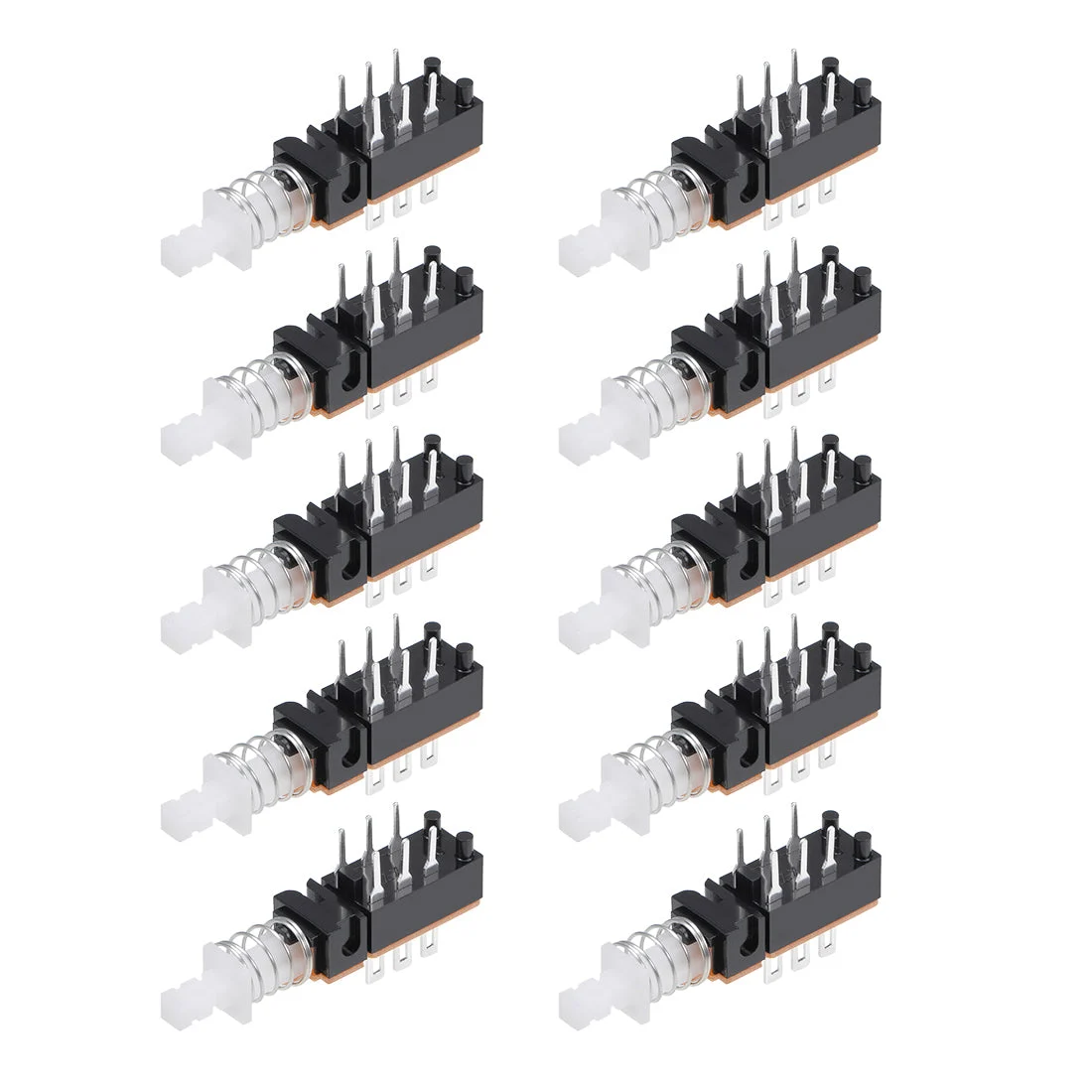 Push Button Switch, DPDT 6 Pin 1 Position Self-Locking Black 10pcs