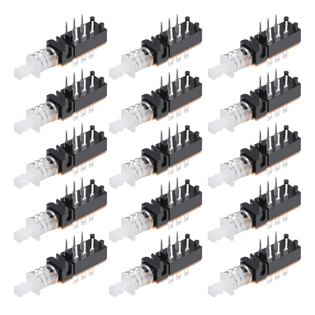 Push Button Switch, DPDT 6 Pin 1 Position Self-Locking Black 15pcs