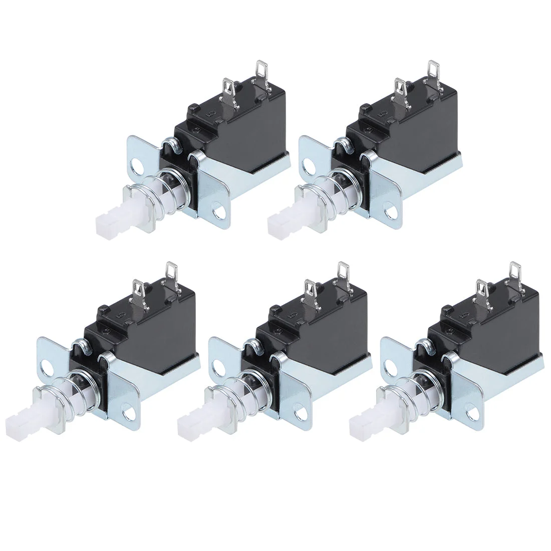 Push Button Switch 5A 250V SPST 2 Pin 1 Position Self-Locking White 5pcs