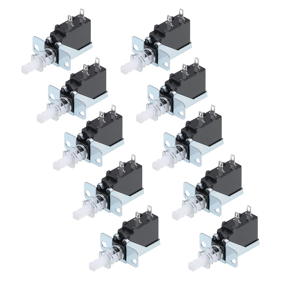 Push Button Switch 5A 250V SPST 2 Pin 1 Position Self-Locking White 10pcs