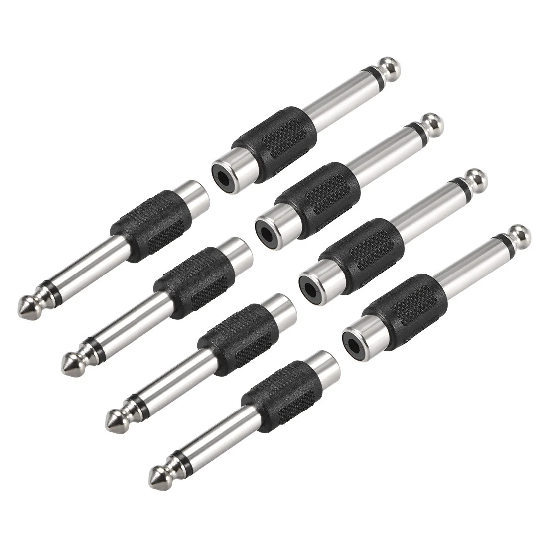 Uxcell 6.35mm Male to RCA Female Connectors Coupler 8Pcs for Mono Audio Video AV TV Cable Convert
