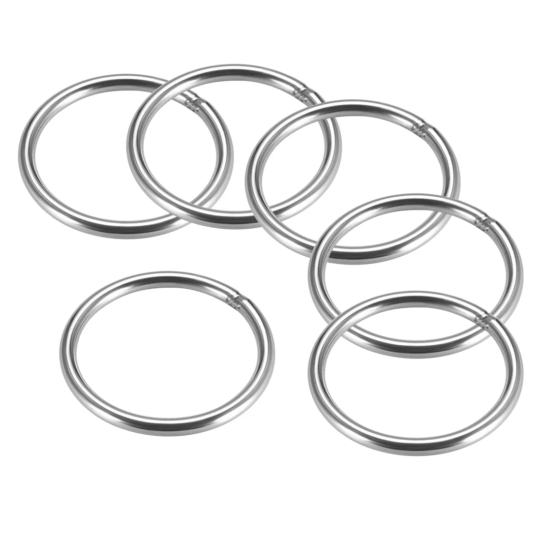Welded O Ring, 50 x 4mm Strapping Round Rings 201 Stainless Steel 6pcs