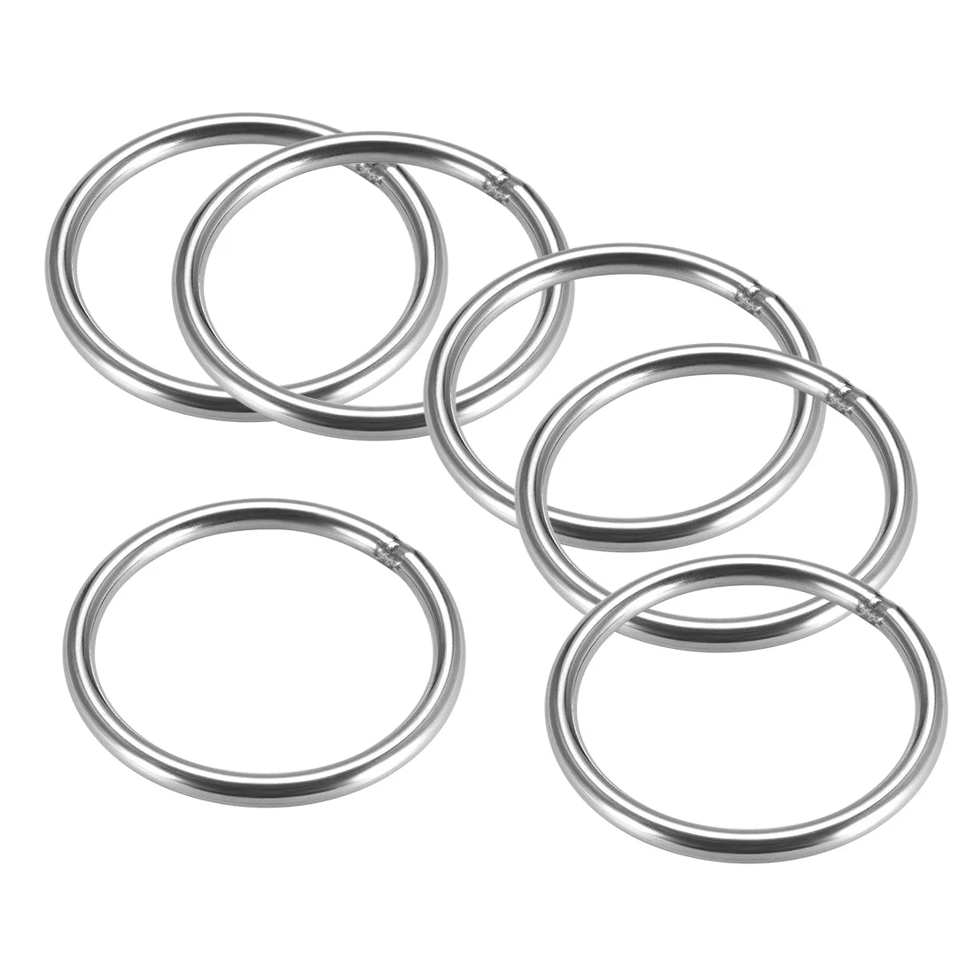 Welded O Ring, 60 x 5mm Strapping Round Rings 201 Stainless Steel 6pcs