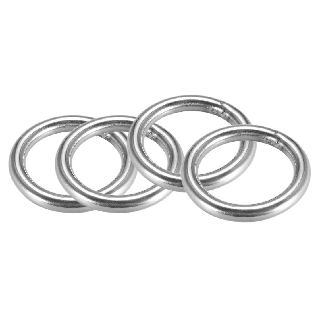 201 Stainless Steel O Ring 60mm(2.36") Outer Diameter 8mm Thickness Strapping Welded Round Rings 4pcs