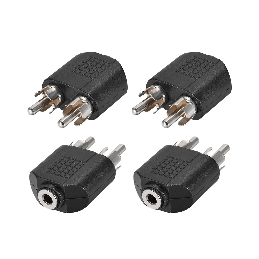 Uxcell 3.5mm Female to 2 RCA Male Connector Stereo Audio Video Cable Adapter Splitters 4Pcs