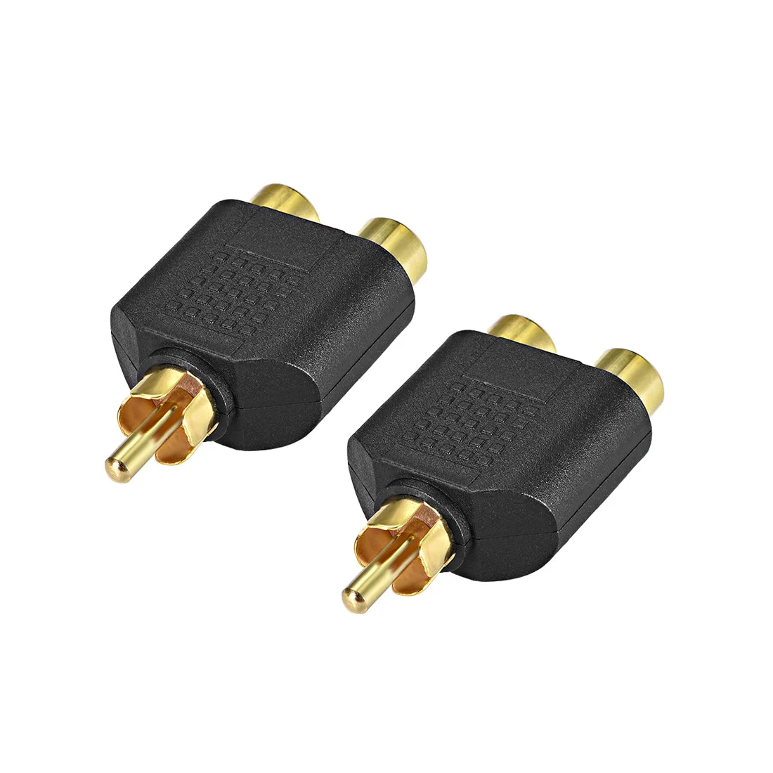 Uxcell RCA Male to 2 RCA Female Connector Stereo Audio Video Cable Adapter Splitter Black 2Pcs