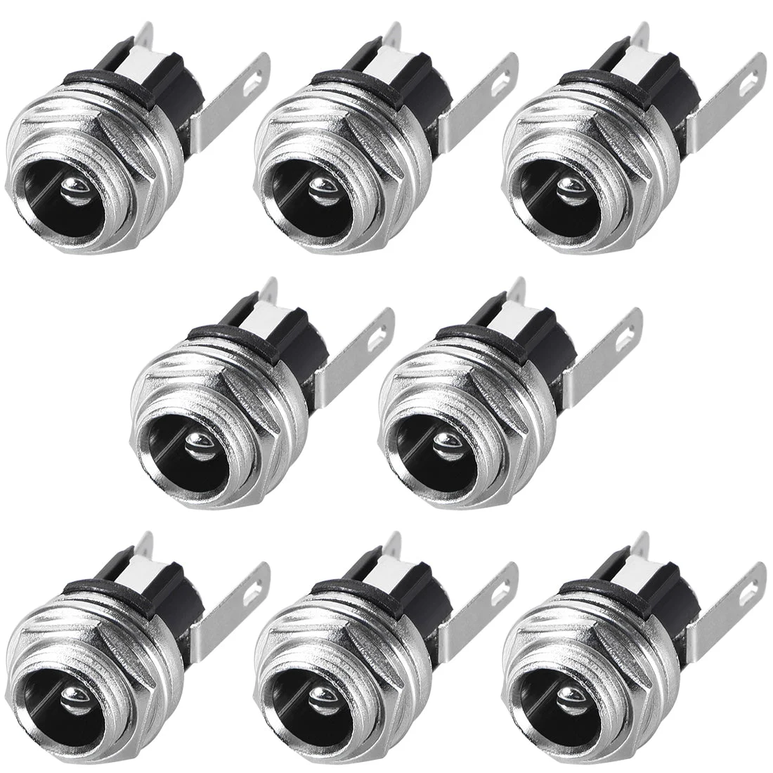 PCB Mount DC Connector Audio Video Socket DC025M 3 Pin Female 5.5mm x 2.5mm Black 8Pcs
