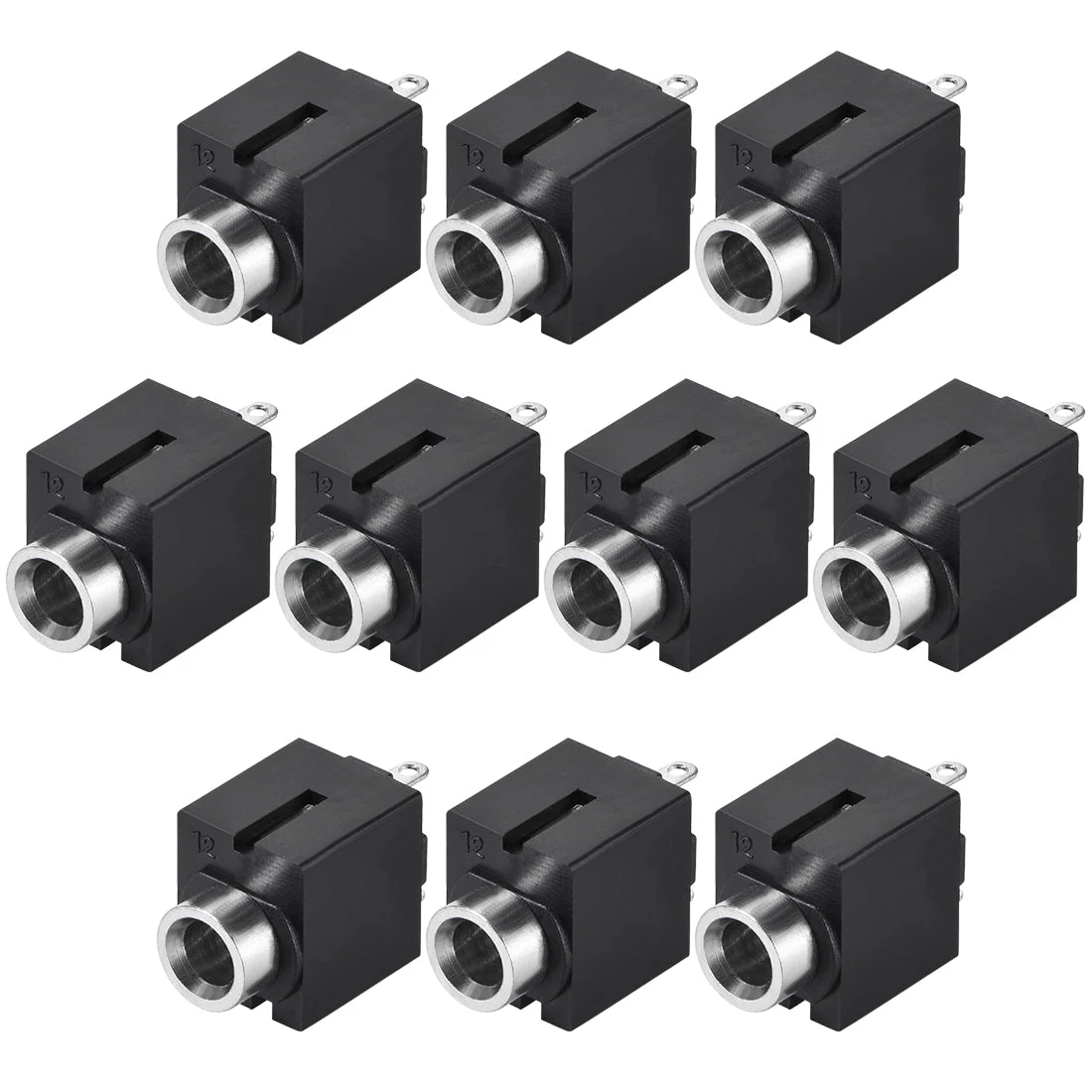 PCB Mount 3.5mm 3 Pin Socket Headphone Stereo Jack Audio Video Connector PJ301C Black 10Pcs