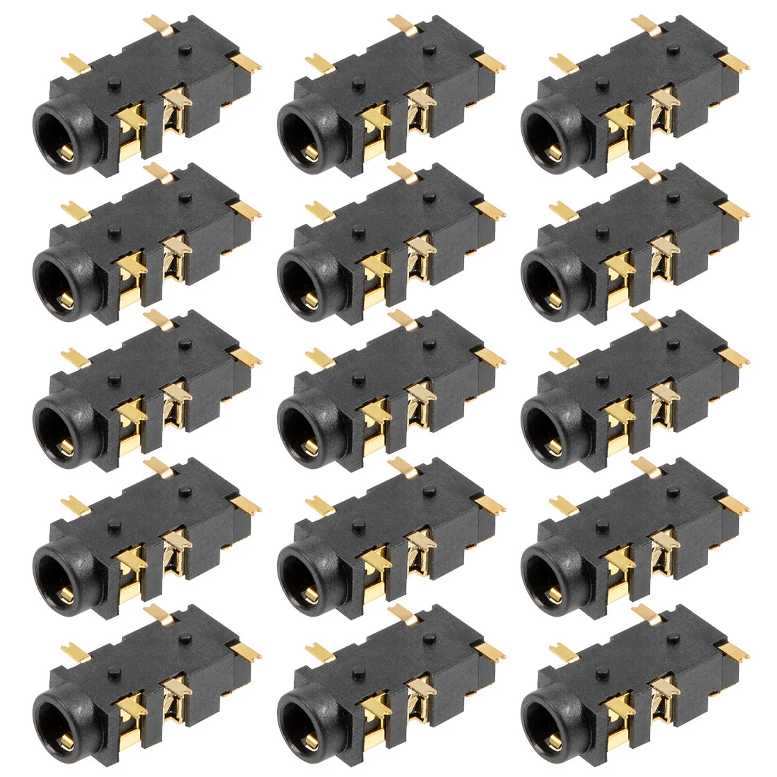 PCB Mount 3.5mm 5 Pin Socket Headphone Stereo Jack Audio Video Connector Black PJ327E 15Pcs