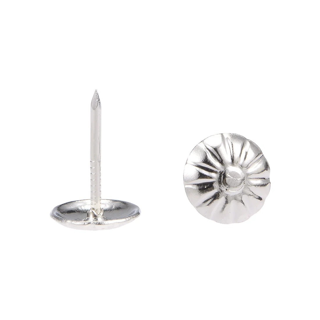 Upholstery Nails Tacks 7/16-Inch Head Dia Retro Round Thumb Push Pins Silver Tone for Furniture Sofa Headboards, 40 Pcs