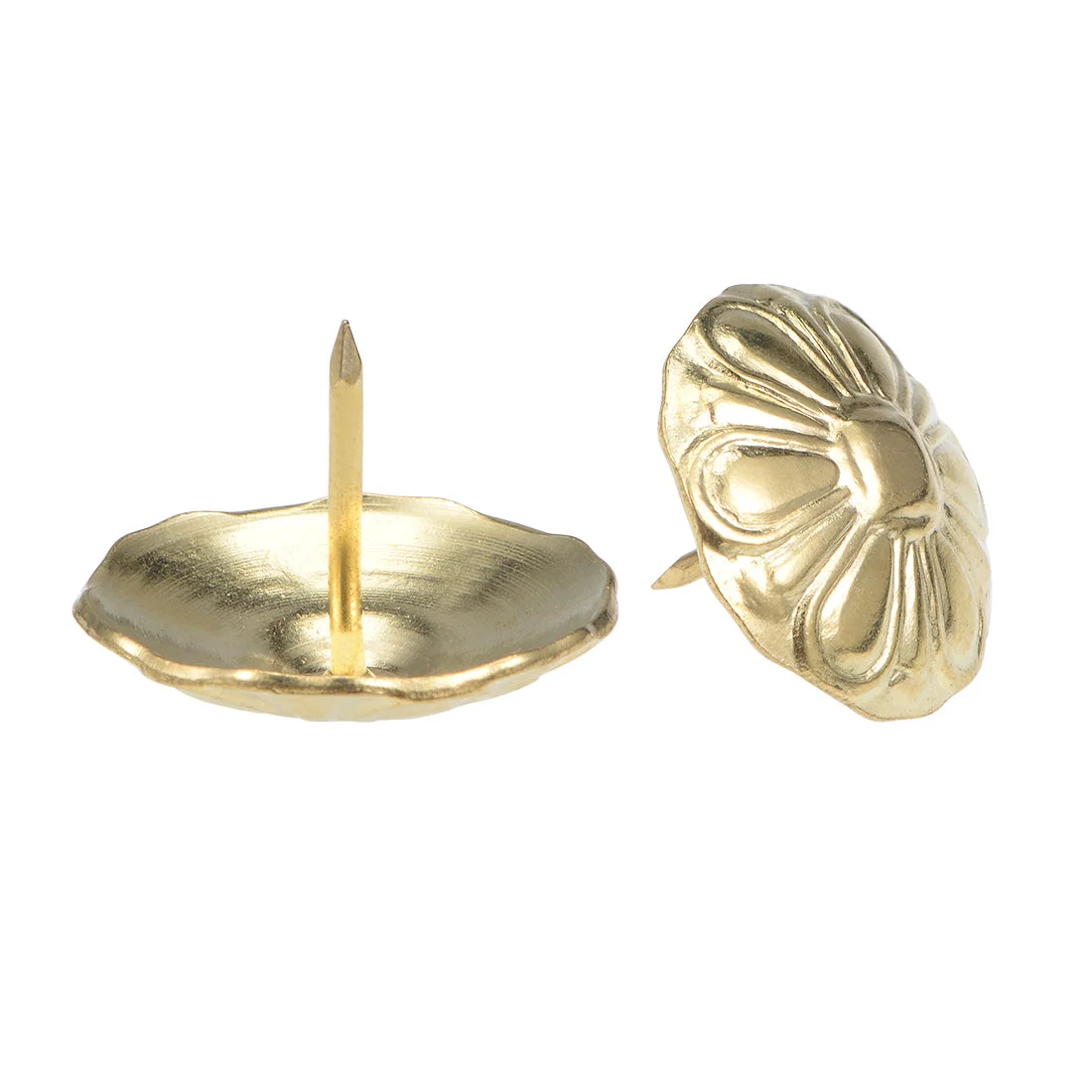 Upholstery Nails Tacks 24mm Head Dia Antique Round Thumb Push Pins Gold Tone 5 Pcs