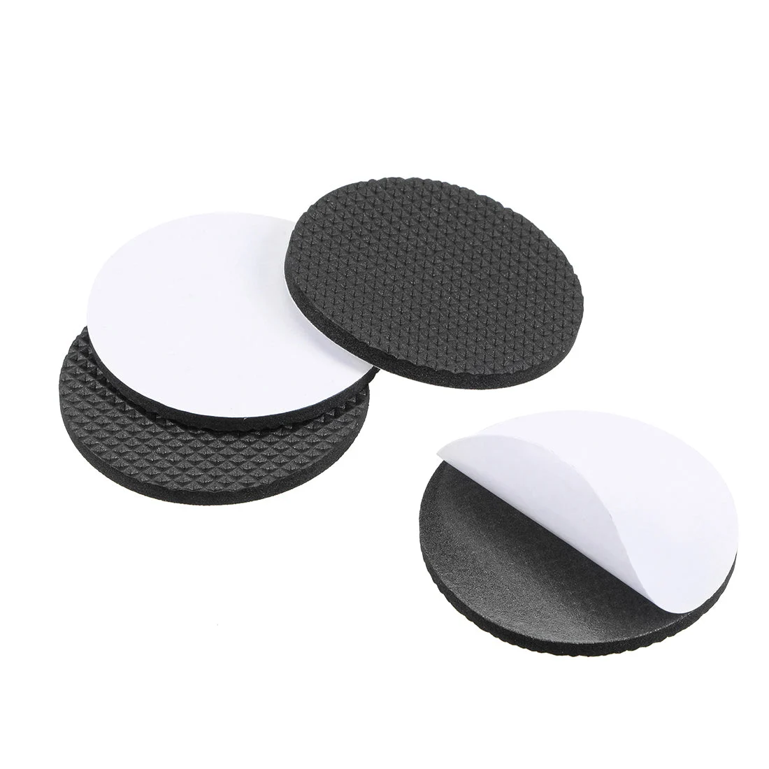 Furniture Pads Adhesive EVA Pads 60mm Dia 4mm Thick Round Black 4Pcs