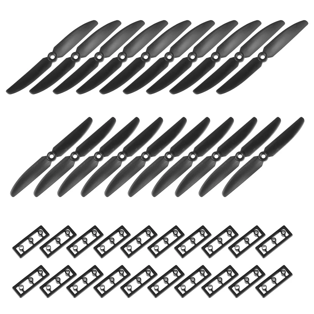 RC Propellers 5030 5x3 Inch 2-Vane Quadcopter for Airplane Toy, Nylon Black 10 Pairs with Adapter Rings