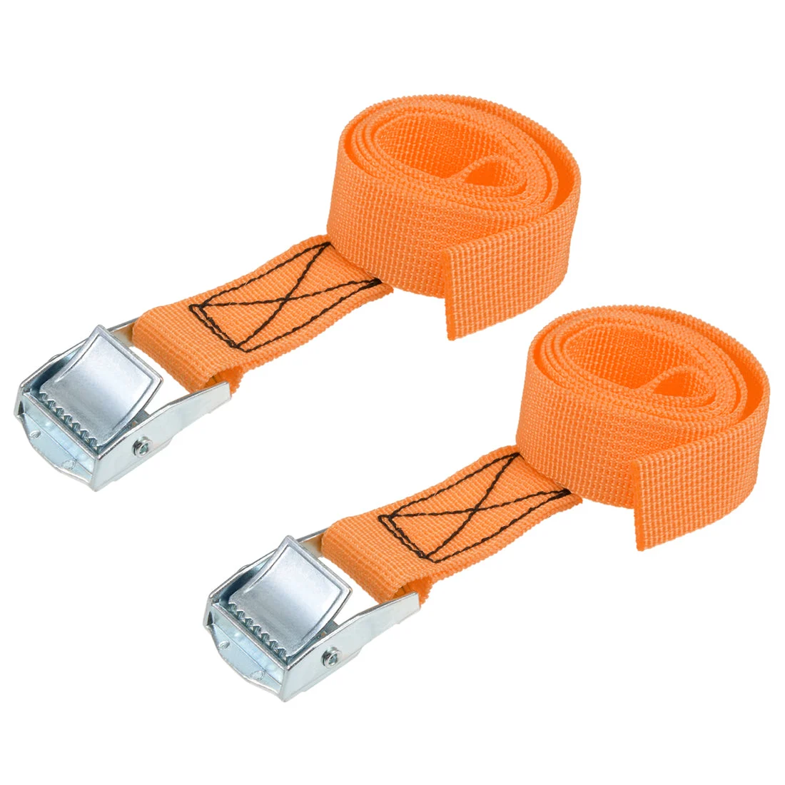 0.8M x 25mm Lashing Strap Cargo Tie Down Straps w Cam Lock Buckle 250Kg Work Load, Orange, 2 Pcs